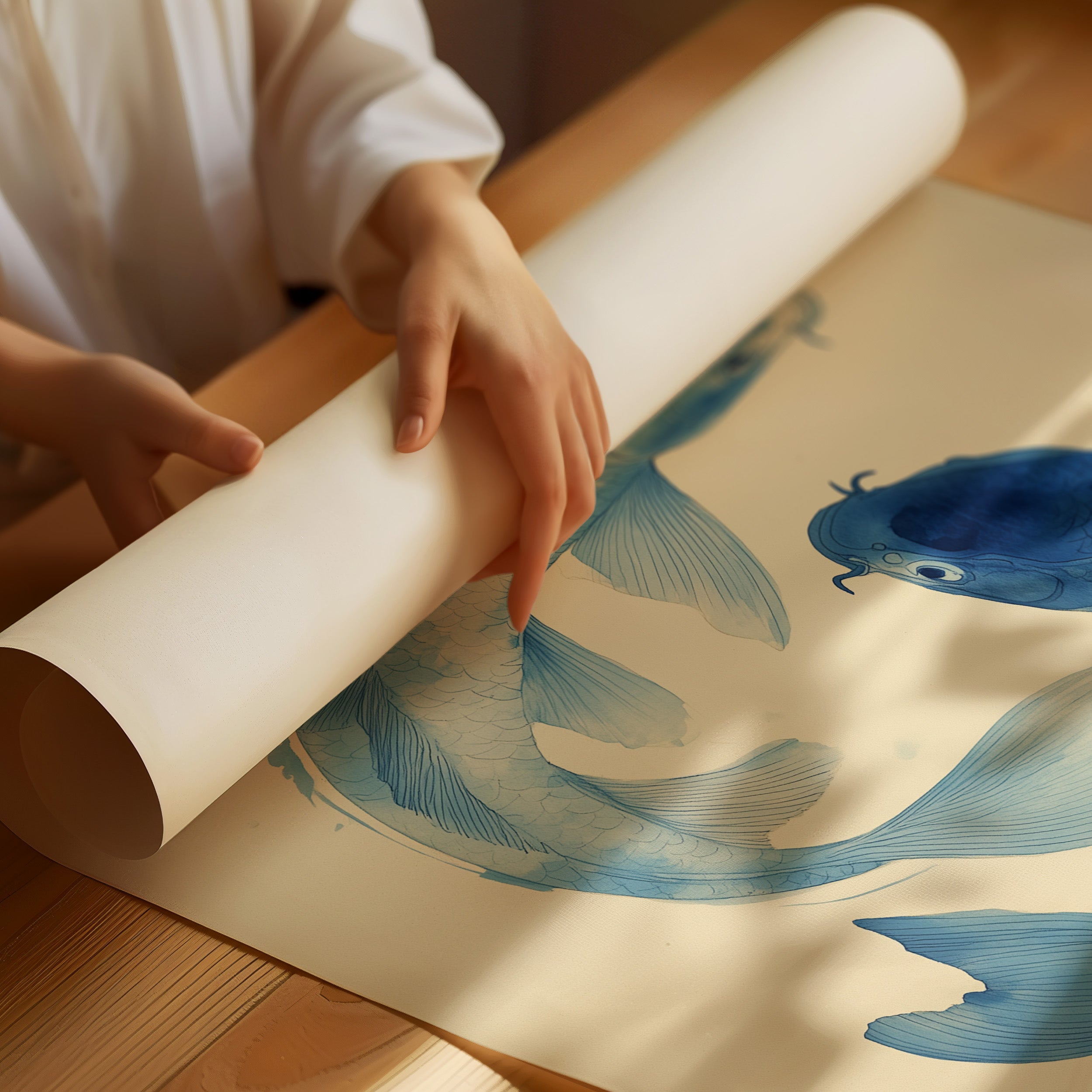 Blue Koi Dance Ancient Waters