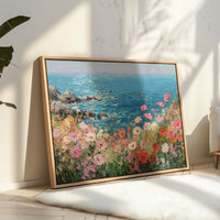 Coastal Poppies Dance Above Azure Waves