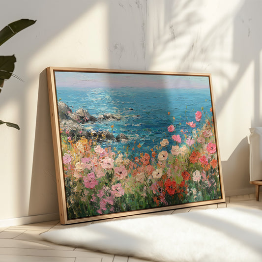 Coastal Poppies Dance Above Azure Waves