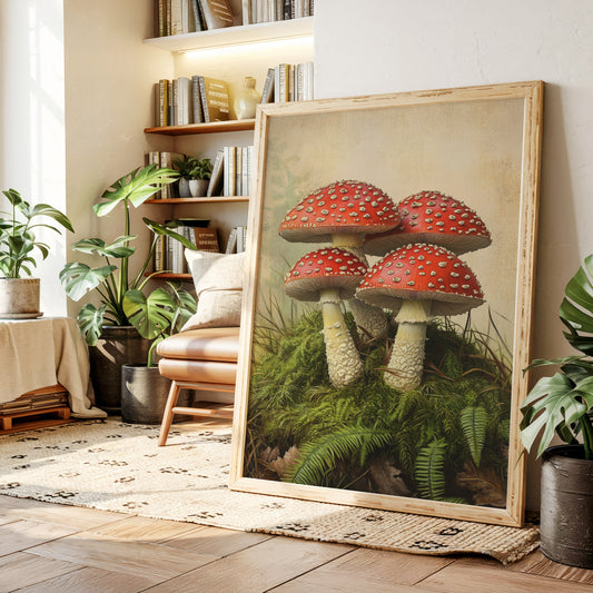 Crimson Mushrooms Emerge