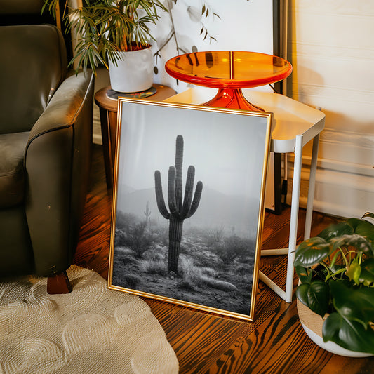 Cactus Standing Against The Mist