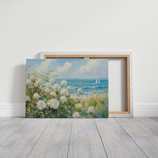 Coastal Roses Watch Sailboats Pass
