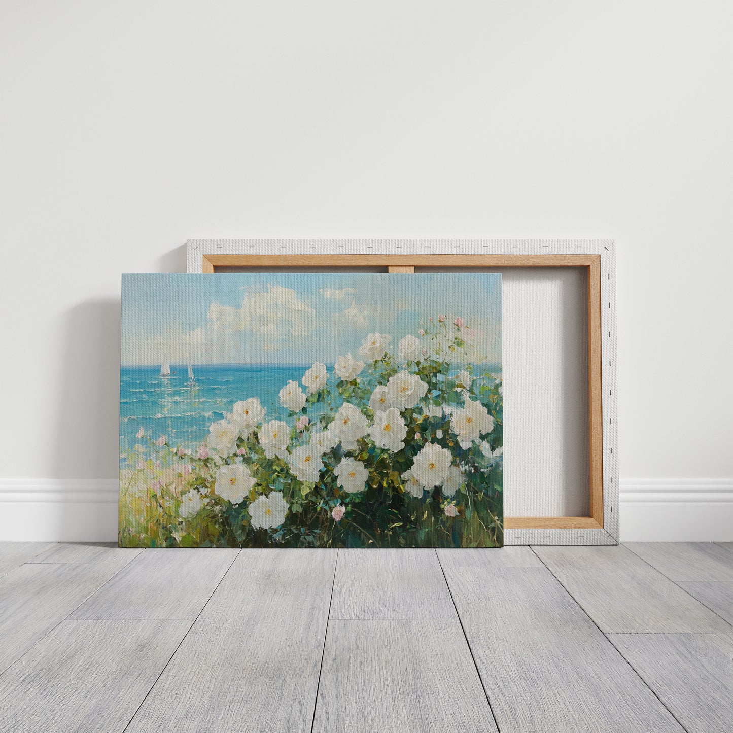 Coastal Roses Dance With Sailboats