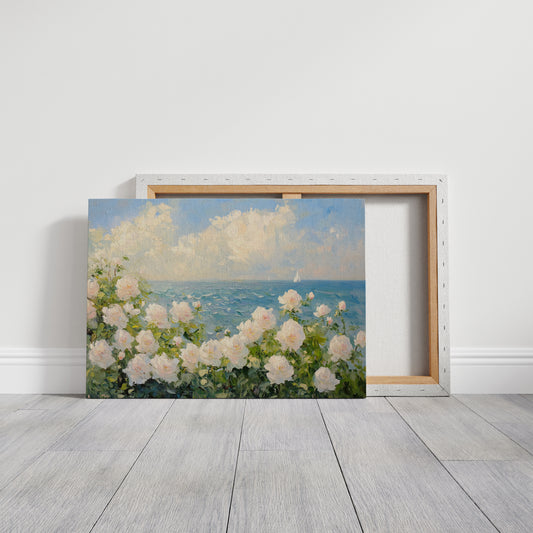 Coastal Roses Watch Distant Sails