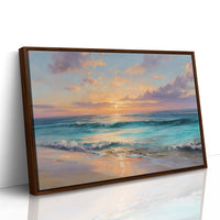 Turquoise Waves Meet Coral Sky