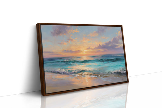 Turquoise Waves Meet Coral Sky