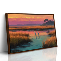 Herons at Marsh Sunset