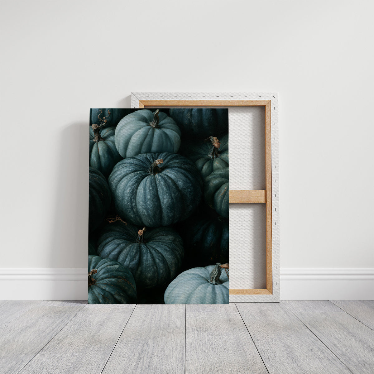 Teal Talk: Gourds Of A Feather, gallery wrapped canvas print shown front on