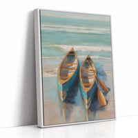 Canoes Rest On Misty Shores