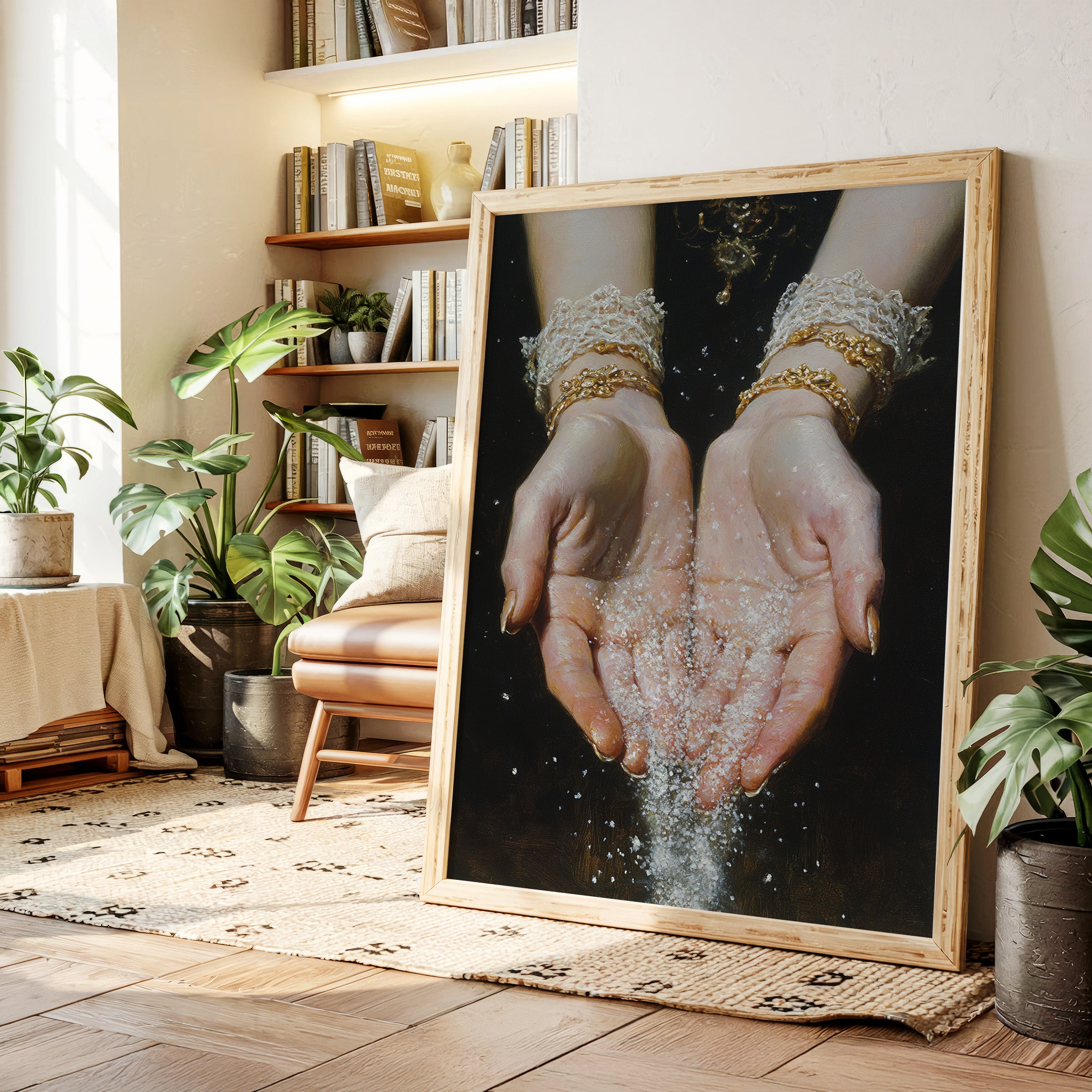 Glistening Moments Between Fingers