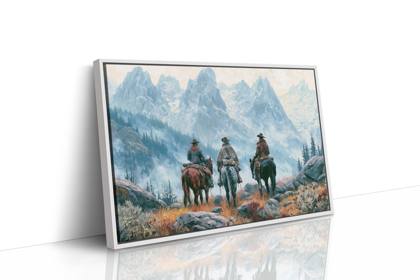 Three Riders Facing the Peaks