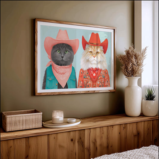 Cowboy Cats Ride At Dawn