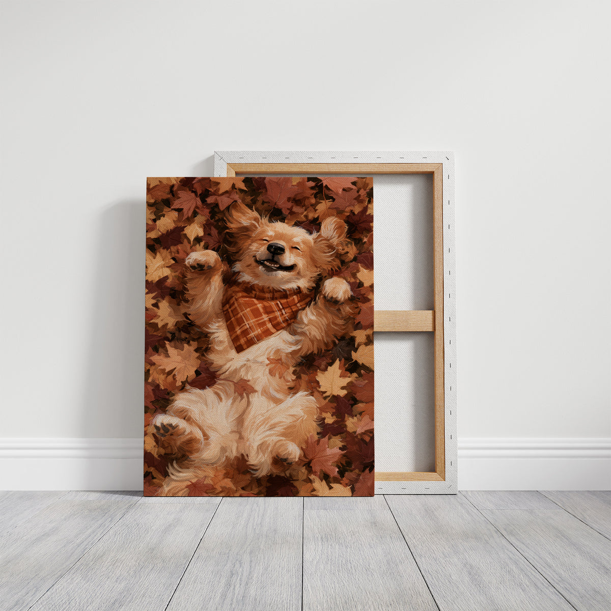 Belly Up, Leaf Pile Approved, gallery wrapped canvas print shown front on