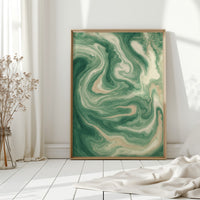 Emerald Waves: Abstract Fluid Art Print