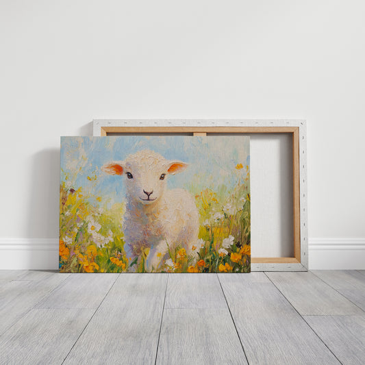 Spring Lamb Among Golden Meadows