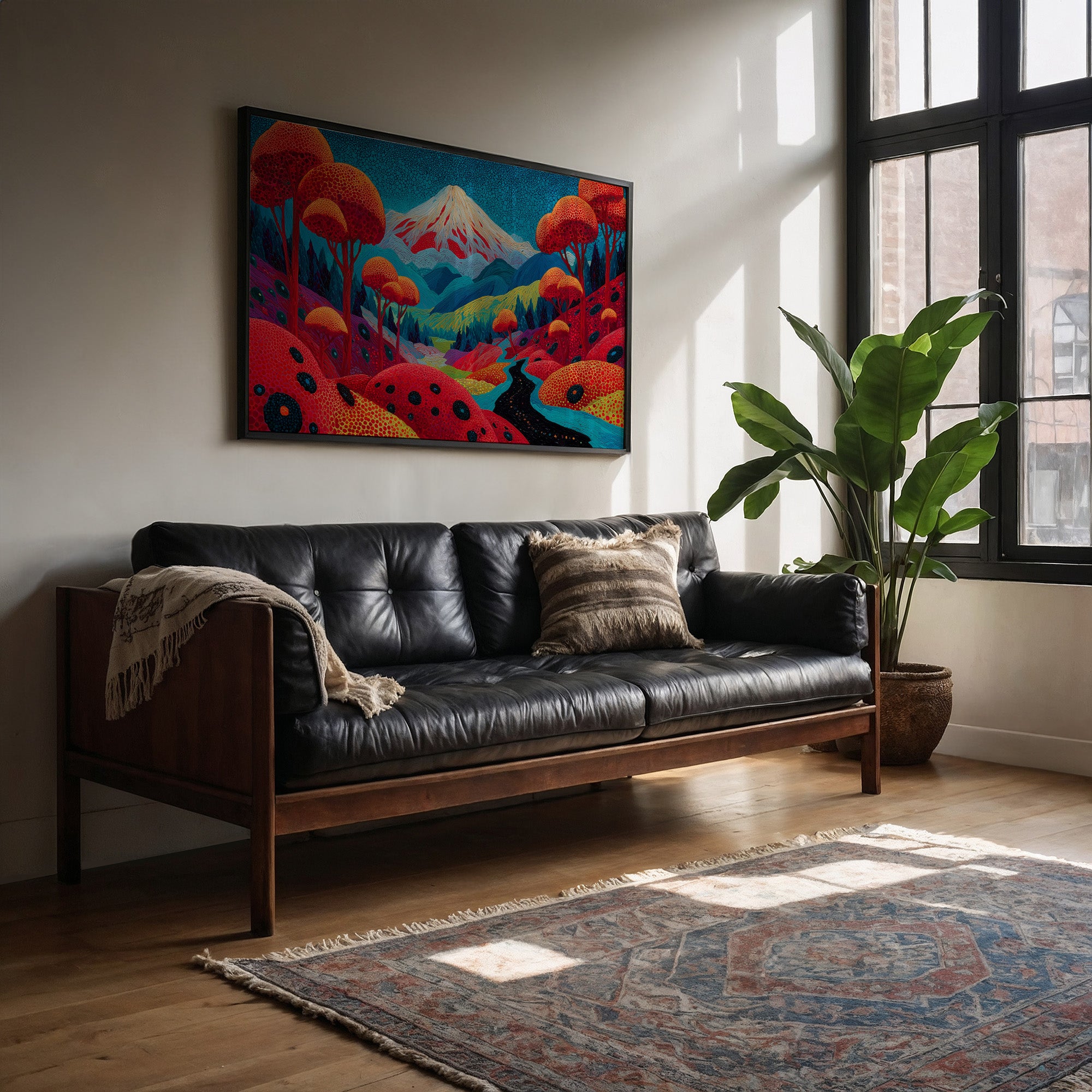 Sacred Peak Through Crimson Forest