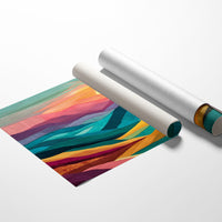 Textile Horizons: Sunset Through Stitched Valleys