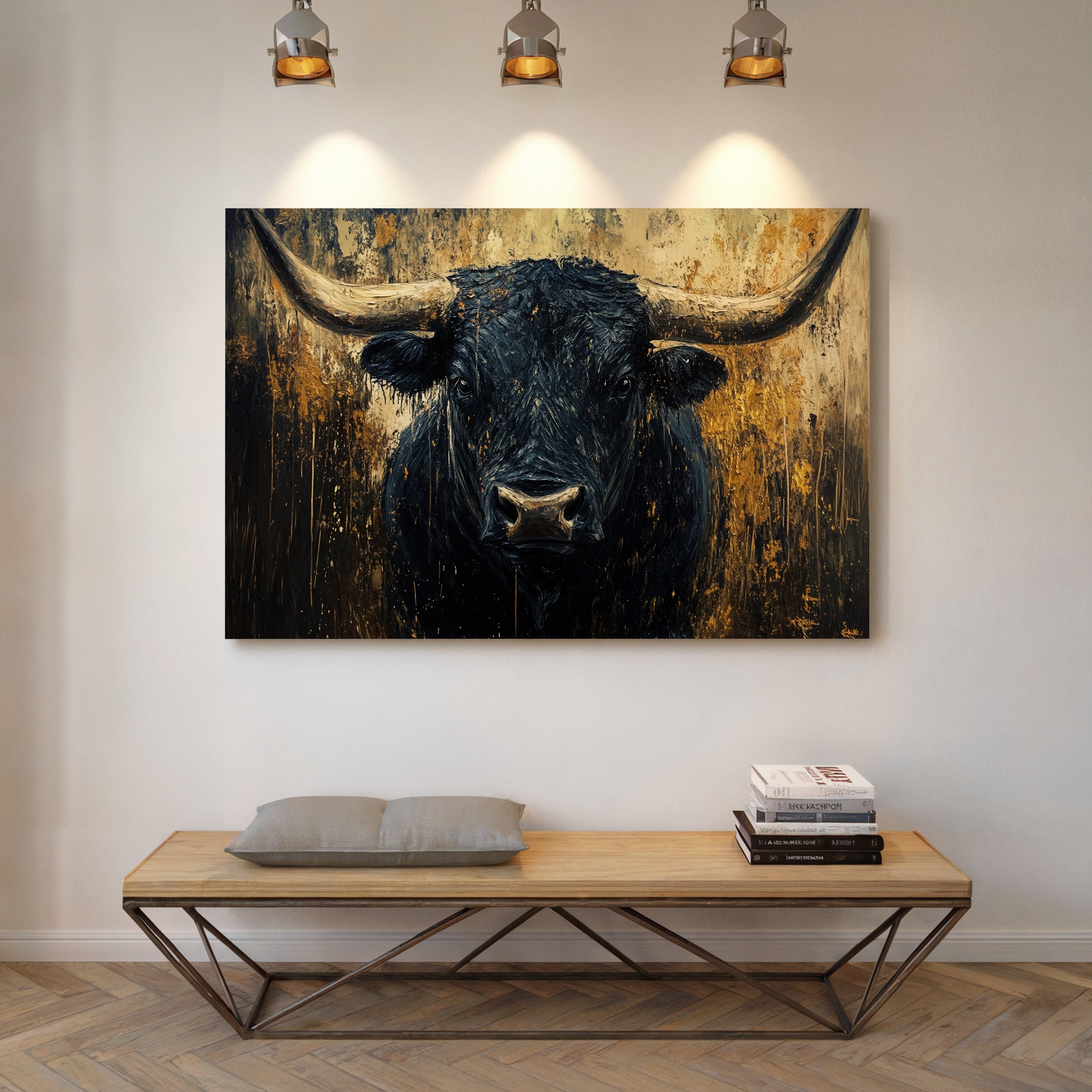Black Bull Against Golden Storm
