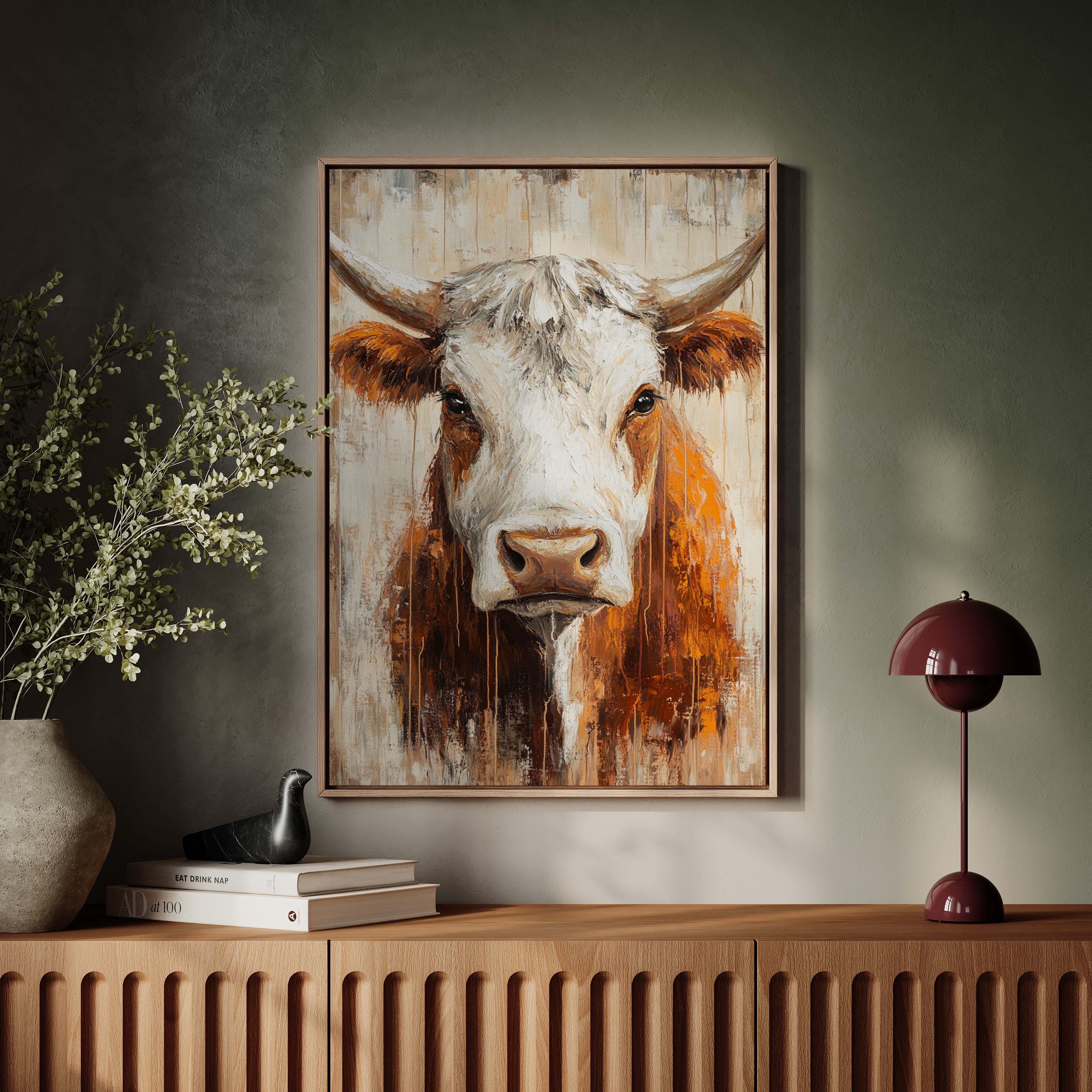 Sunset Longhorn on Weathered Wood