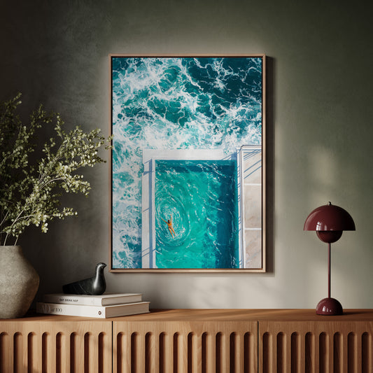 Ocean Pool Meets Morning Swimmer