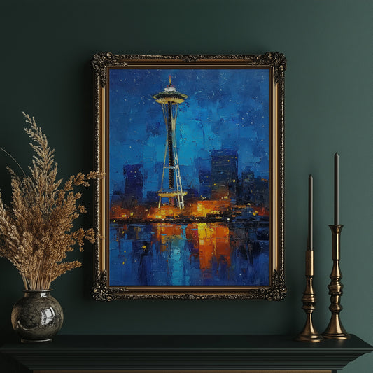 Seattle Burning Blue at Midnight