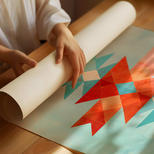 Geometric Harmony in Turquoise and Coral