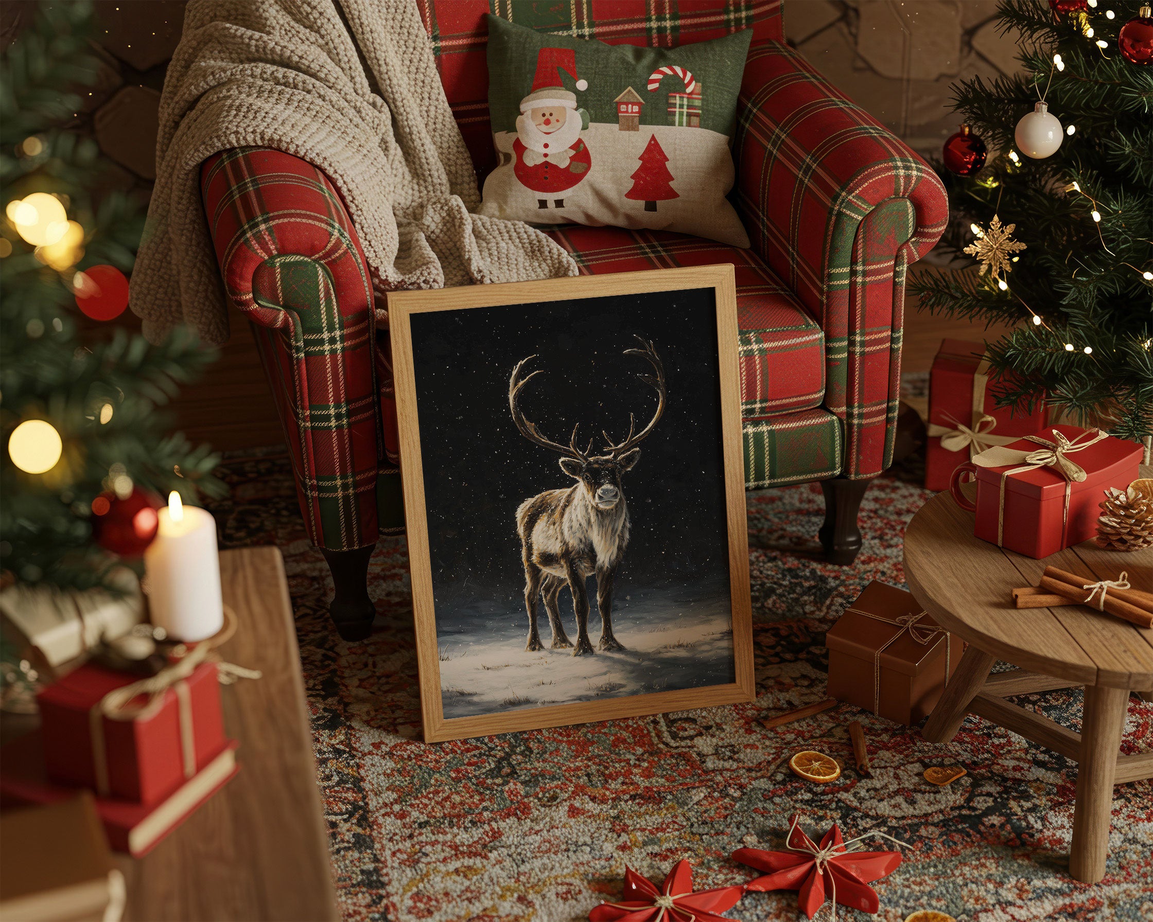 Reindeer Dreams Under Starlit Snow