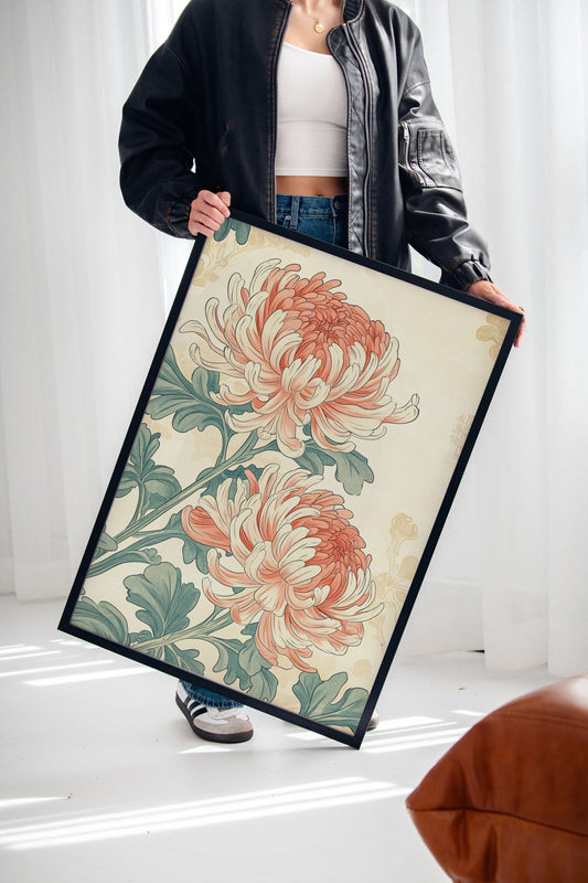 Japanese Chrysanthemum Art Print – Vintage Botanical Floral Wall Decor