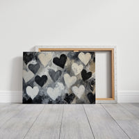 Hearts Dance Through Monochrome Mist