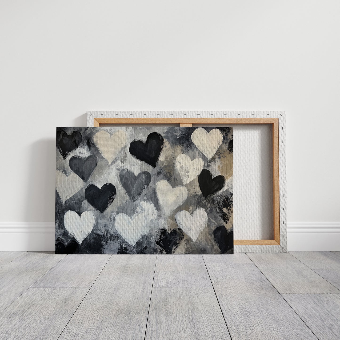 Hearts Dance Through Monochrome Mist