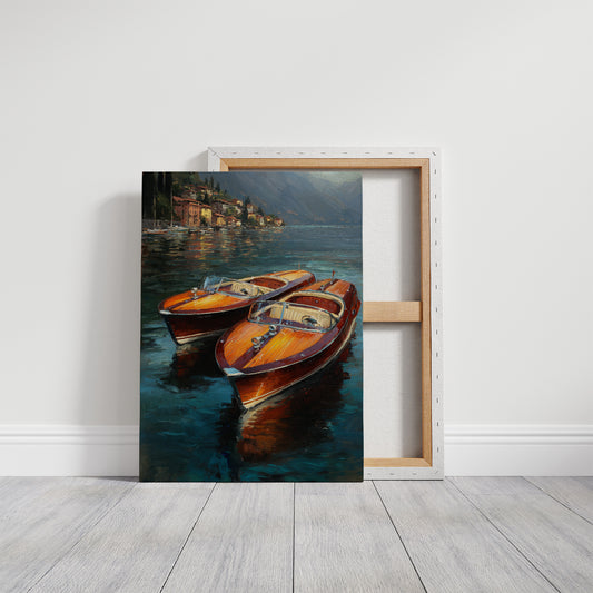 Varnished Vessels Await Mediterranean Twilight