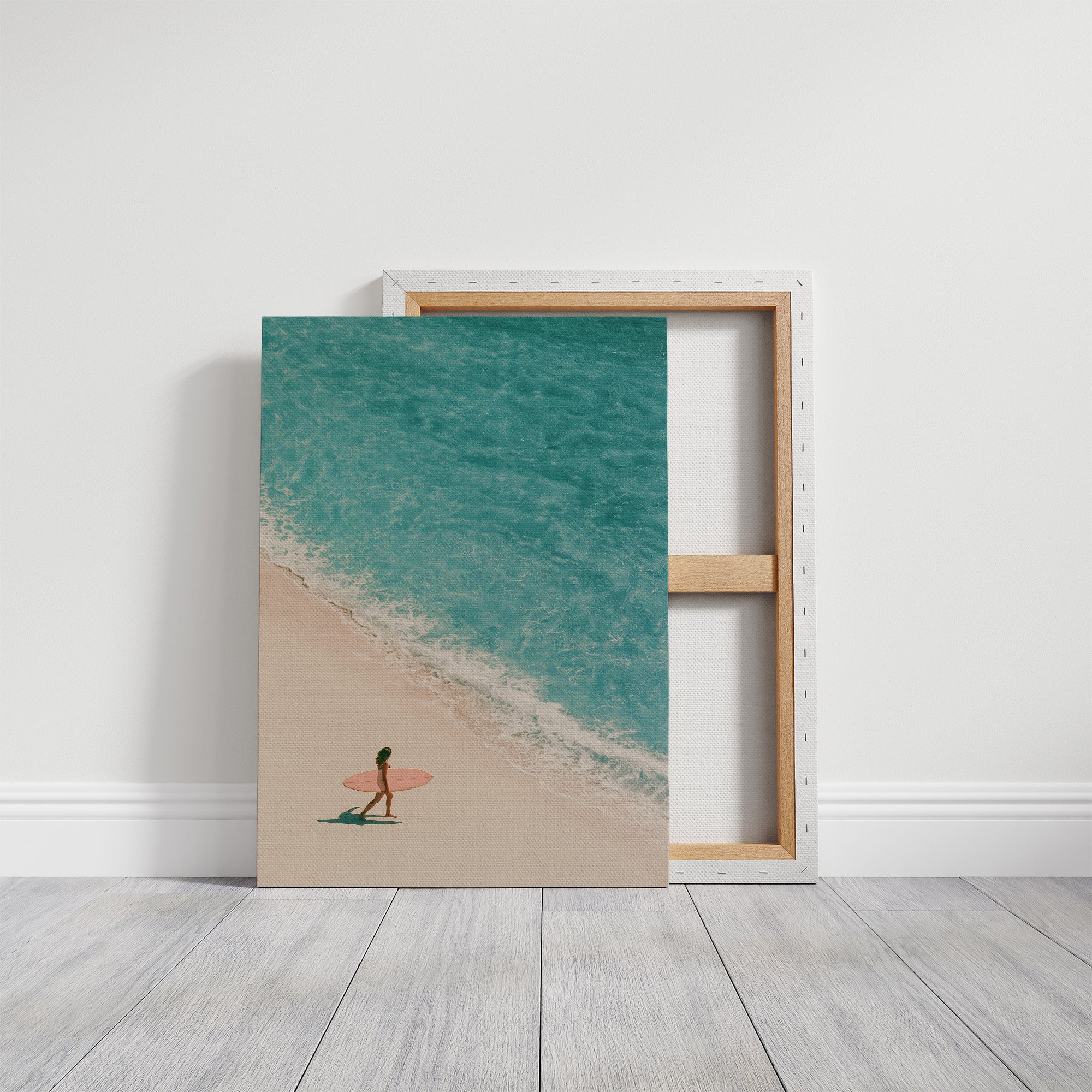Aerial Surfer Turquoise Shoreline
