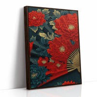 Peonies on a Painted Fan