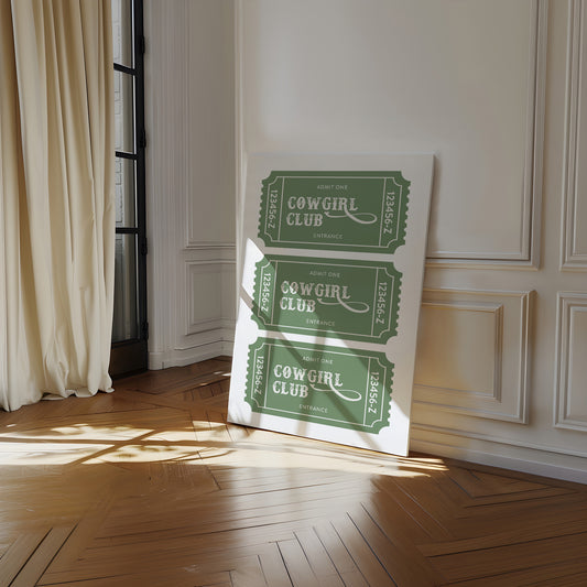 Cowgirl Club Ticket Print – Western Aesthetic Wall Art