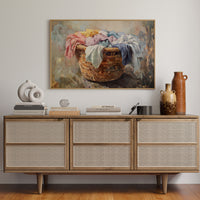 Rustic Simplicity: Vintage Laundry Basket Canvas Wall Art