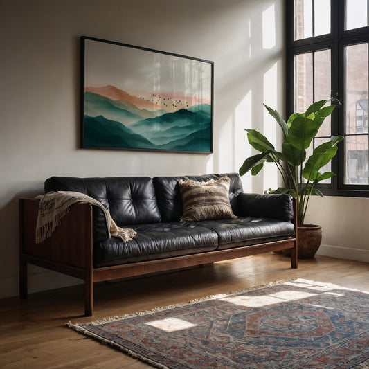 Birds Soar Above Misty Peaks