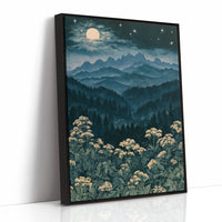Moonlit Mountains Meet Wildflowers