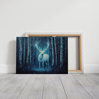Moonlit Stag Among Birch Trees