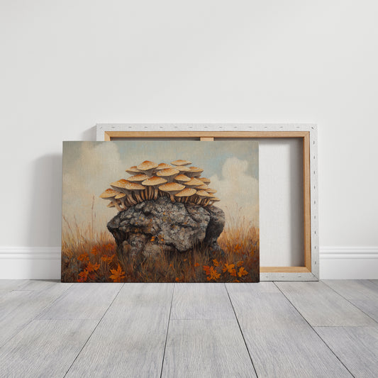 Autumn Mushrooms Crown Ancient Stone