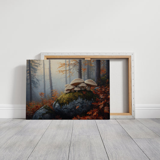 Autumn Mushrooms Dance On Stone