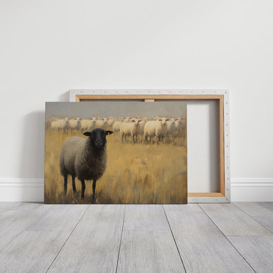 Black Sheep Leads Golden Meadow