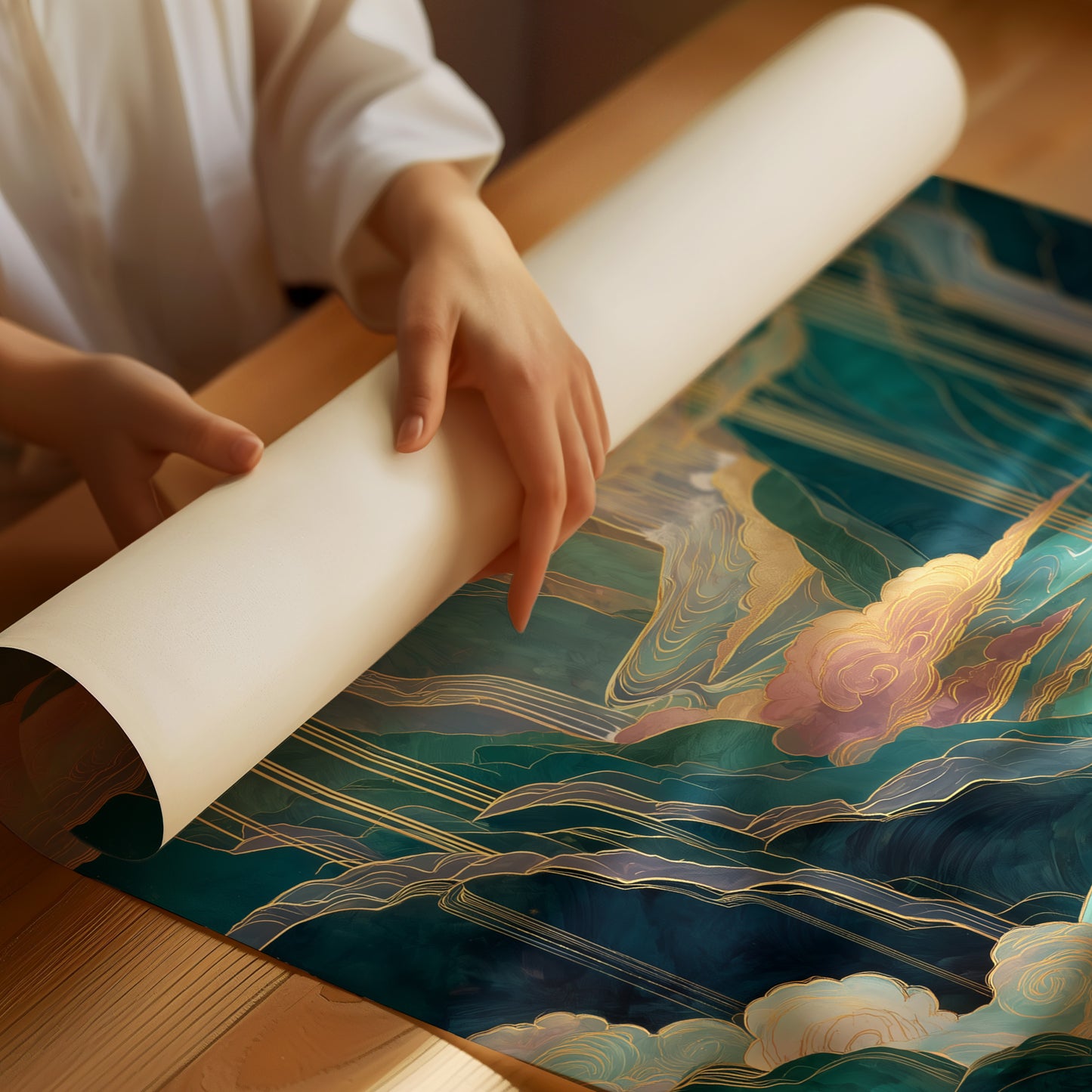 Golden Rain Falls On Turquoise Dreams