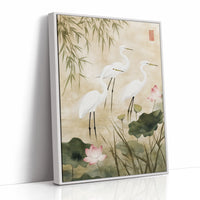 Japanese Egret Wall Art – Elegant Minimalist Nature Print