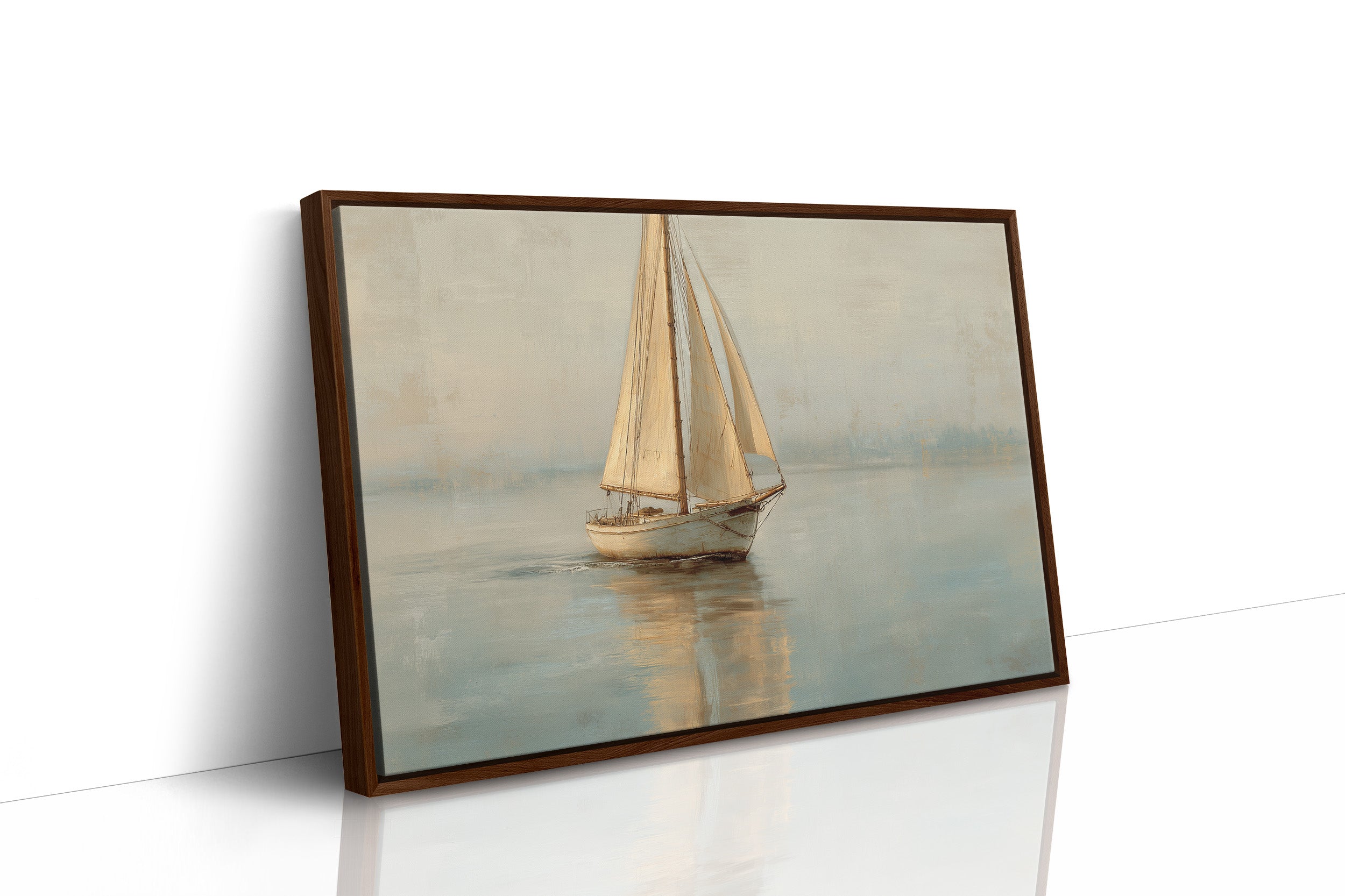 Sailboat Drifts Through Morning Mist