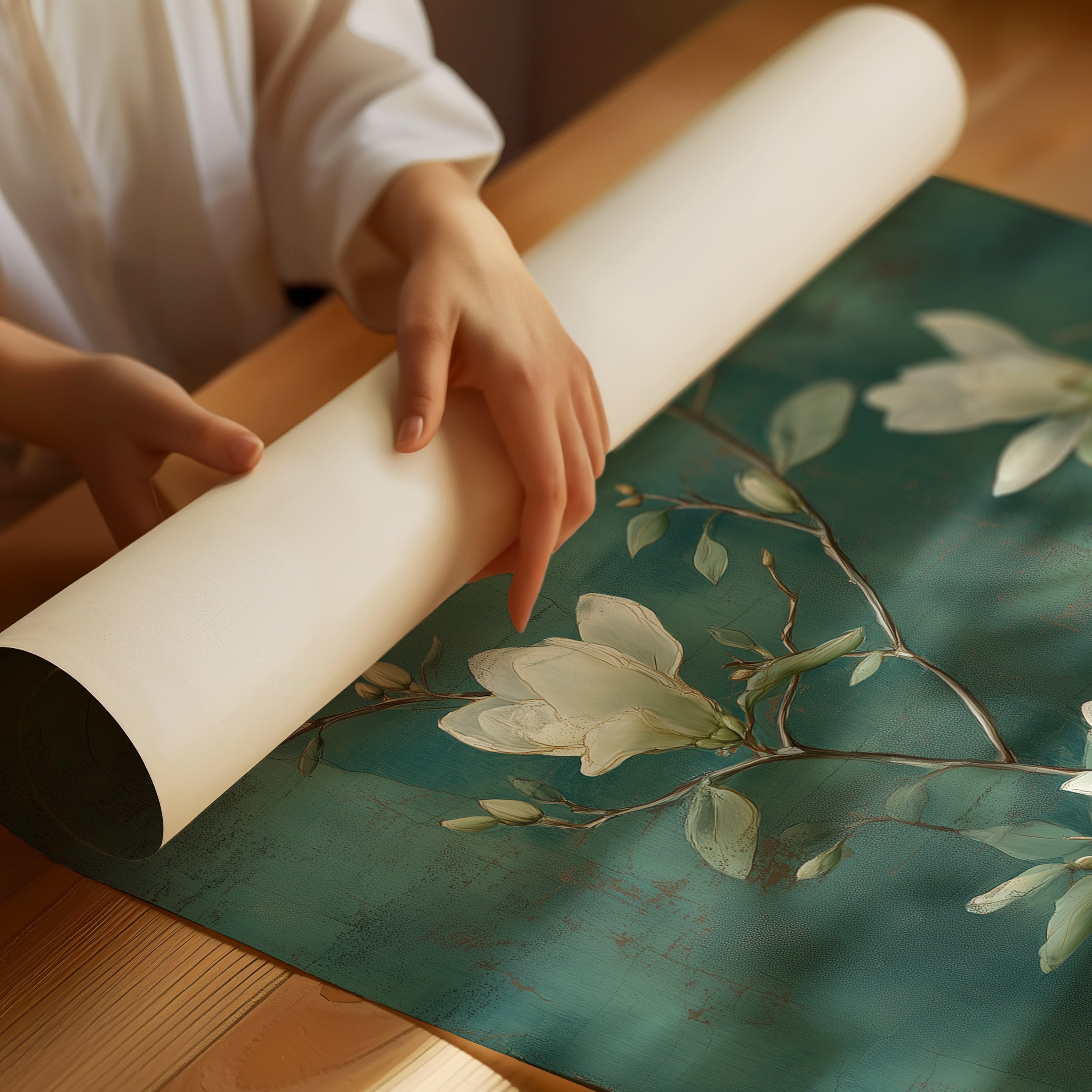 Magnolias Dance In Teal Waters
