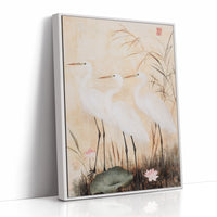 Japanese Egret Wall Art – Elegant Traditional Asian Nature Print