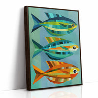 Geometric Trio Glides Through Aqua Depths