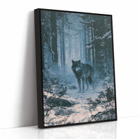 Wolf's Gaze Through Winter Woods