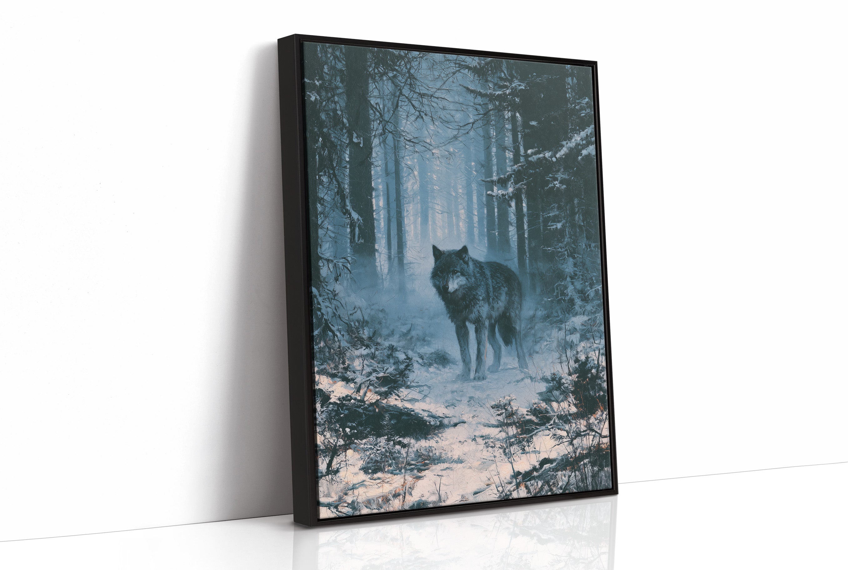 Wolf's Gaze Through Winter Woods