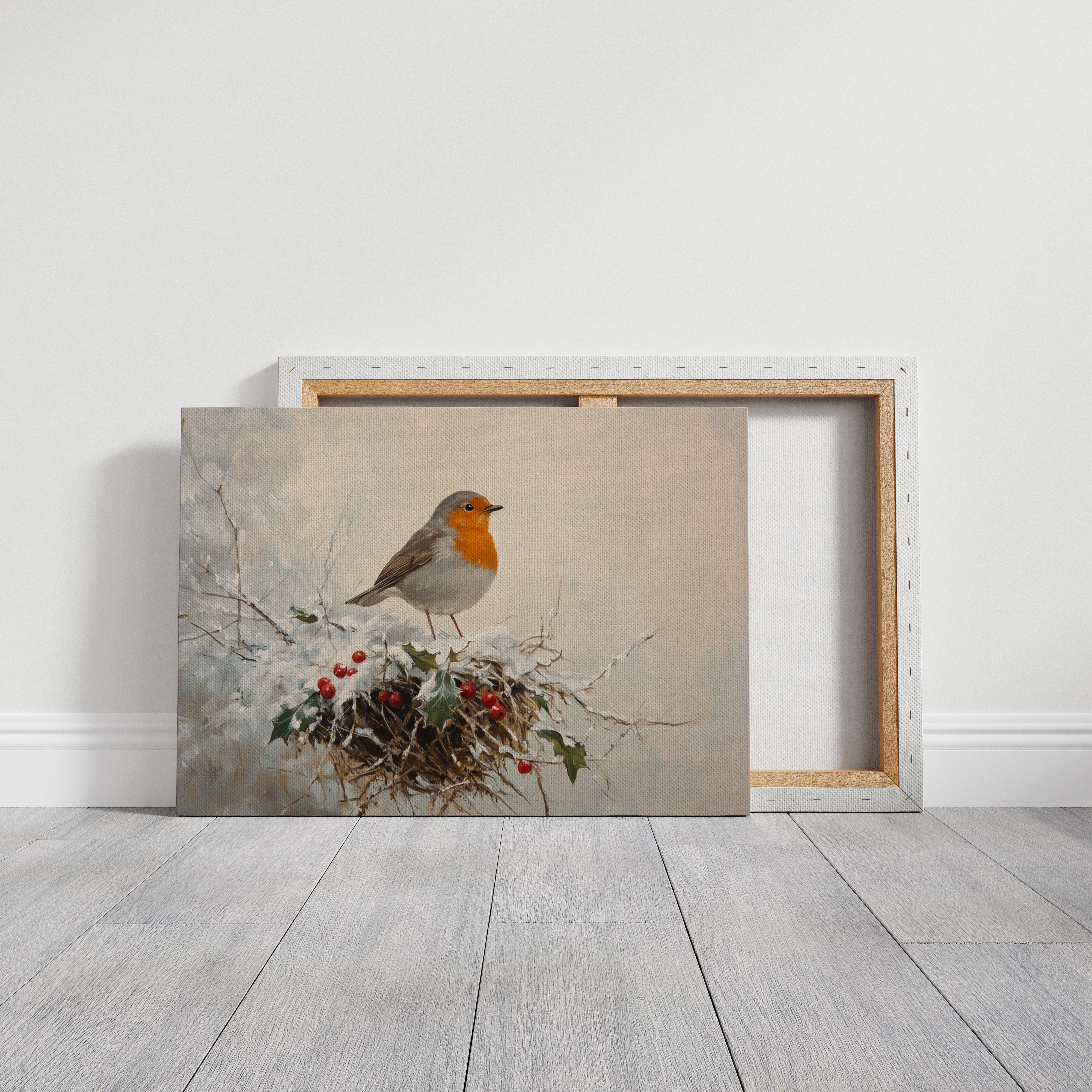 Robin's Winter Song Among Berries